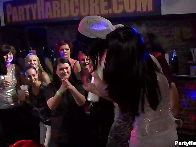 Party ladies stripping on stage for fun