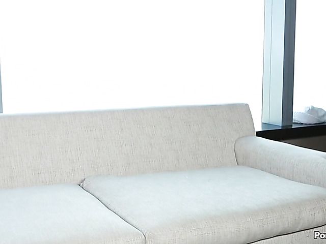 Sex on the couch with shaved teen babe Dillion Harper