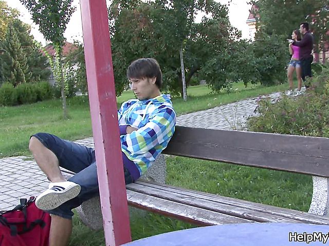 Young wife fucked by another guy during cuckold experience