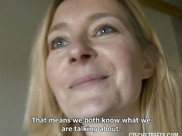 Lovely Czech MILF with hairy pussy picked up for a fuck