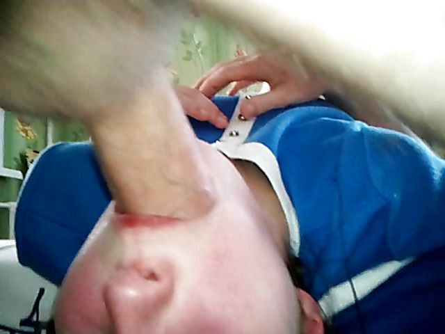 Ukrainian amateur gags on fat uncut cock