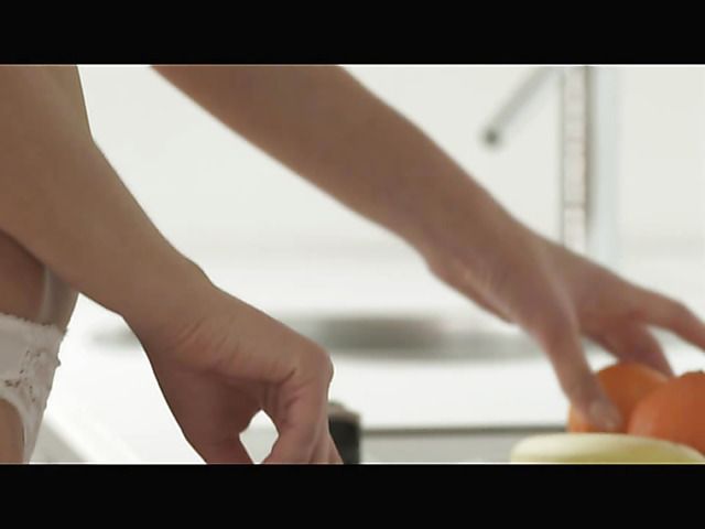 Morning anal sex with blonde girl in white panties