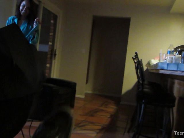 Perfect boobed teen Dillion Harper strips and sucks in BTS