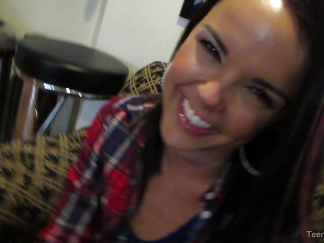 Perfect boobed teen Dillion Harper strips and sucks in BTS