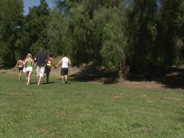 Three couples have an orgy with double penetration