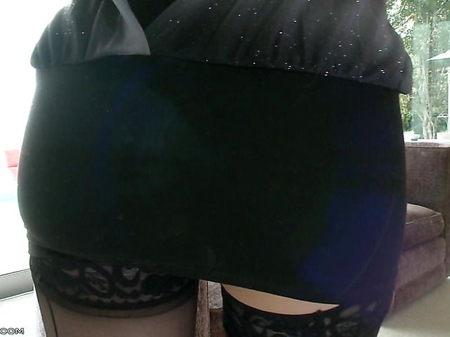 Ashley Jane in black stockings spreads her beautiful pussy