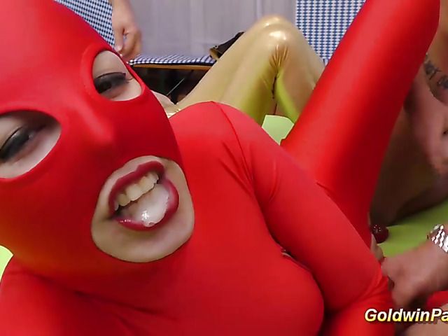 Spandex sex orgy with two crazy ladies