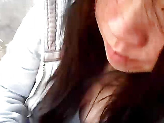 Asian beauty blowing fat dick outside