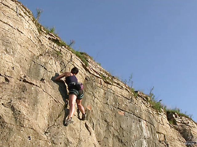 Sexy tiny titted mountain climber masturbating outdoors