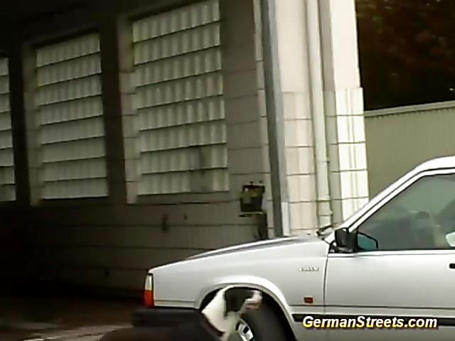 German MILF gets screwed doggy style in the car