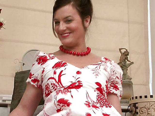 Sofia Matthews in vintage lingerie plays with her twat