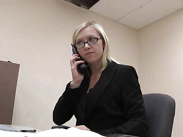 Blonde handcuffed and fucked rough in the office