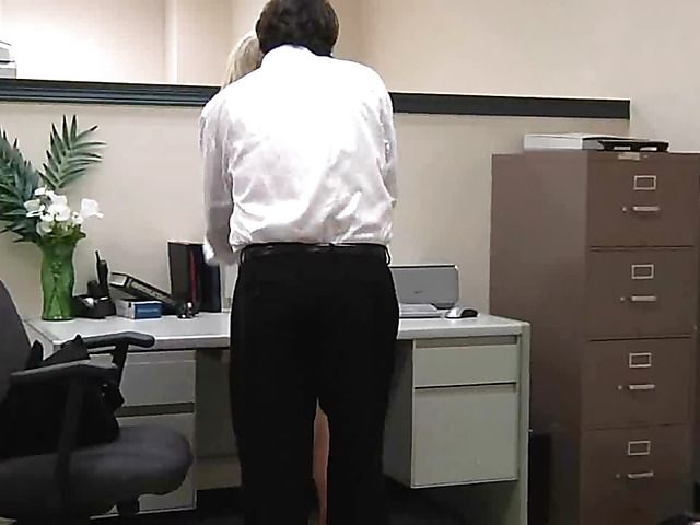 Blonde handcuffed and fucked rough in the office