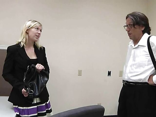 Blonde handcuffed and fucked rough in the office