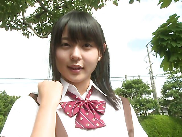 Japanese cutie in uniform and bikini