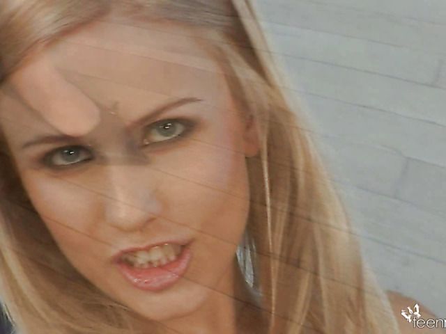 Charming blonde Kiera Moon with big tits gets naked