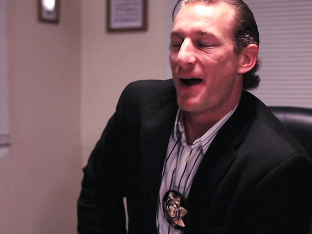 Brunette bombshell with big boobs seduces a guy