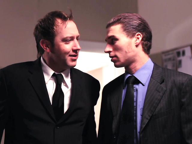 Brunette bombshell with big boobs seduces a guy