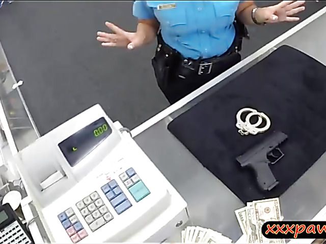 Busty police officer pawns her pussy and pounded by pawn guy