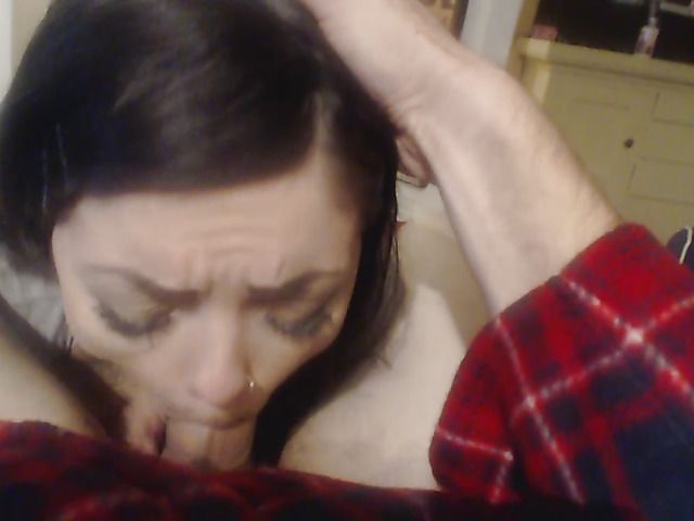 Busty brunette with tattoos gives head and hand in POV