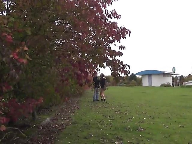 Cute brunette next door gets fucked in the park