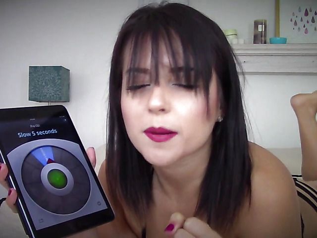 Playful webcam girl in black bra and panties