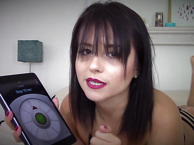 Playful webcam girl in black bra and panties