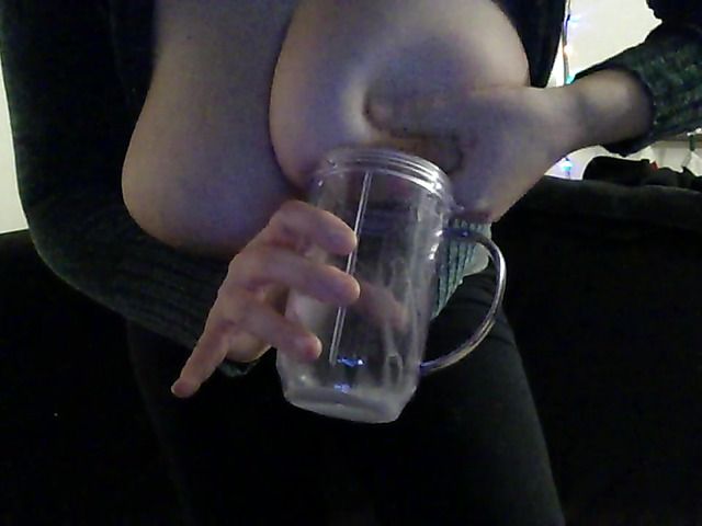 Cute BBW amateur with giant breasts lactating