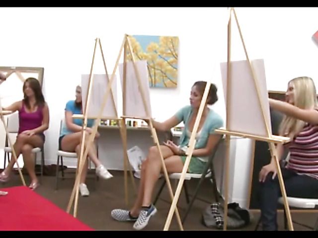 CFNM cock sucking in the art class