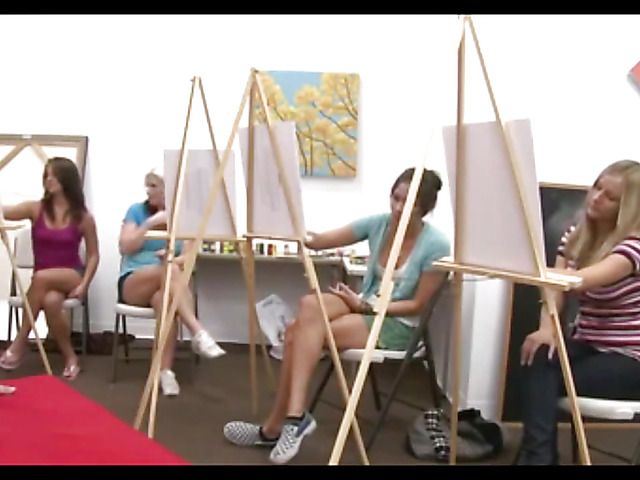 CFNM cock sucking in the art class