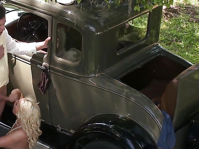 Beautiful blonde gets her pussy poked outdoors