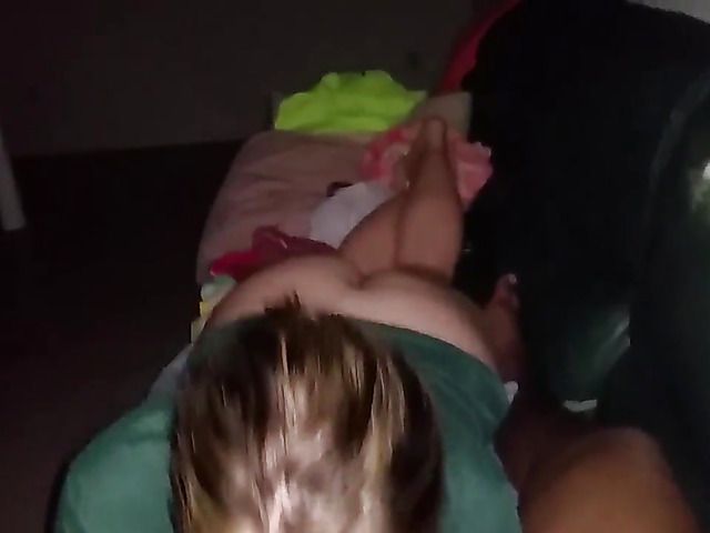 Bare ass amateur sucking black cock with her t-shirt on