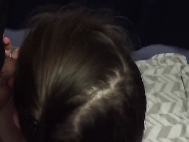 Skinny girlfriend sucks and gets cum on her tits