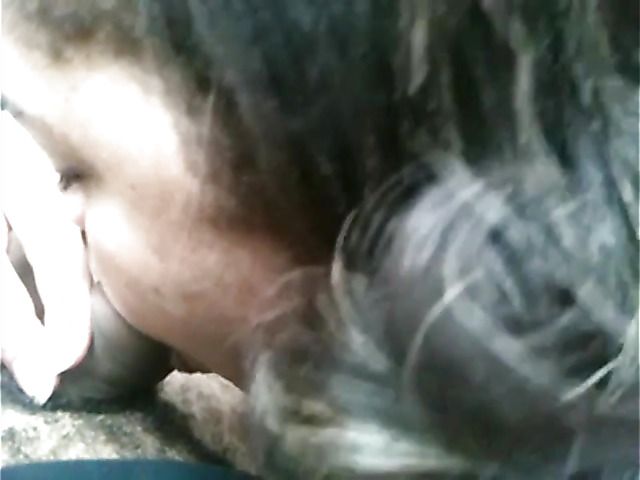 Big breasted amateur giving a car blowjob