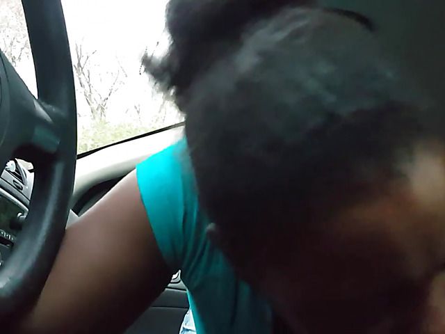 Black GF gives head and gets a facial in the car