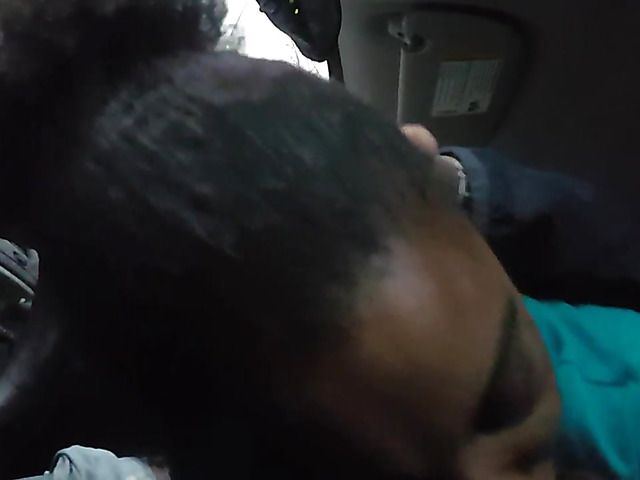 Black GF gives head and gets a facial in the car