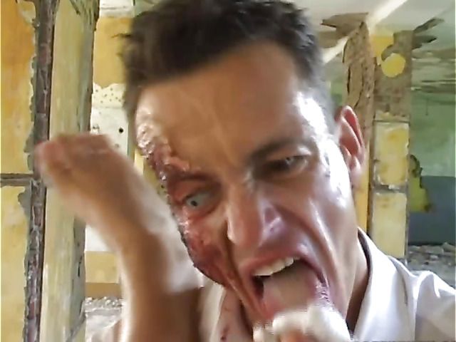 Rough anal and pussy fisting with a zombie