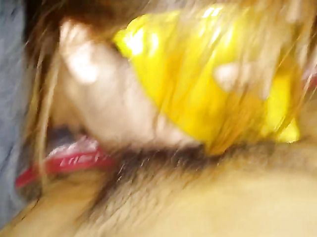 Korean girlfriend in mask gives a blowjob
