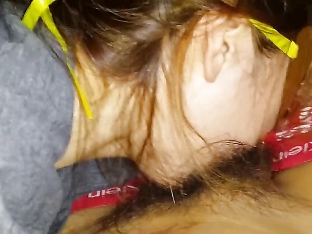 Korean girlfriend in mask gives a blowjob