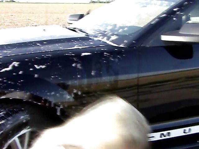 Sexy car wash and hot fucking in the open air