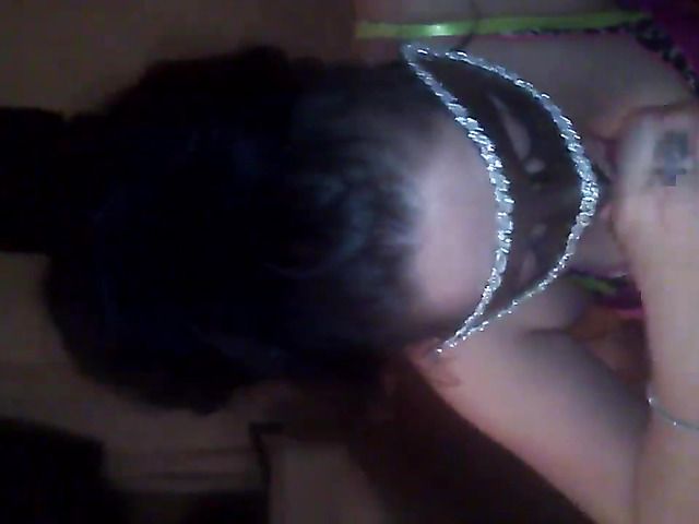 Masked honey handling a cock