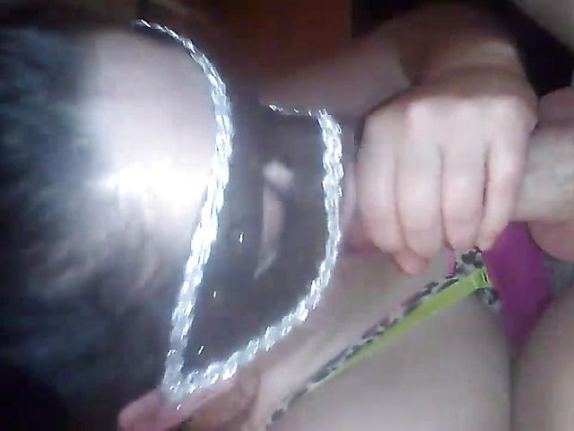 Masked honey handling a cock