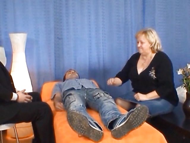 Fat granny fucking with two men in a threesome