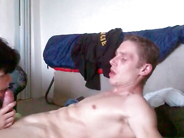 Skinny brunette rammed by two guys