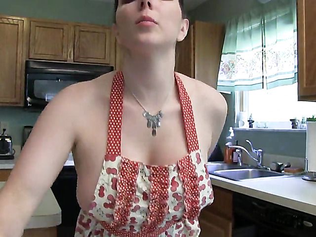 Playful housewife with big juicy breasts