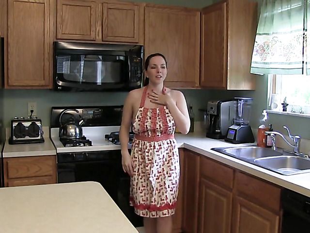 Playful housewife with big juicy breasts