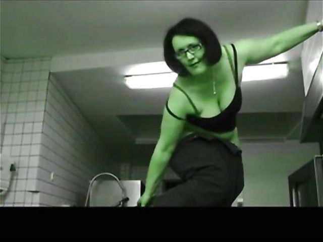 Four-eyed amateur fattie with a huge ass stripping