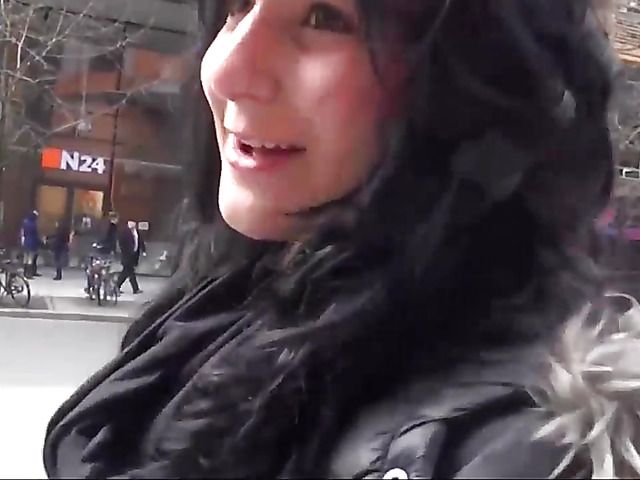 Cute brunette girl from the street sucks and fucks