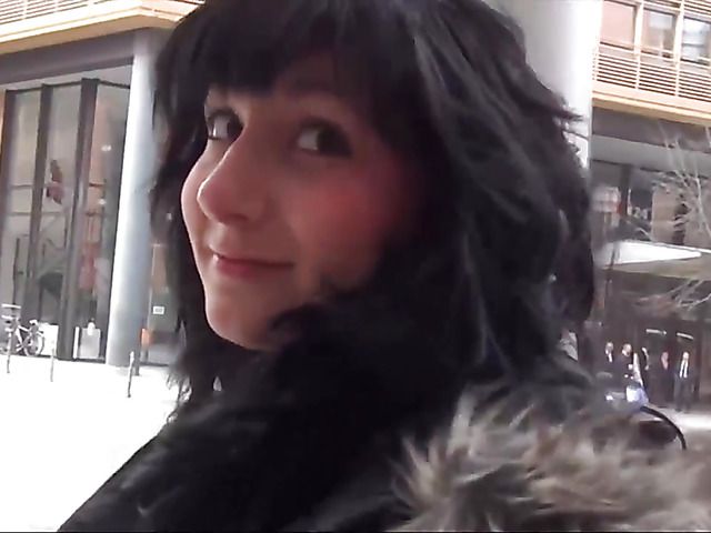 Cute brunette girl from the street sucks and fucks