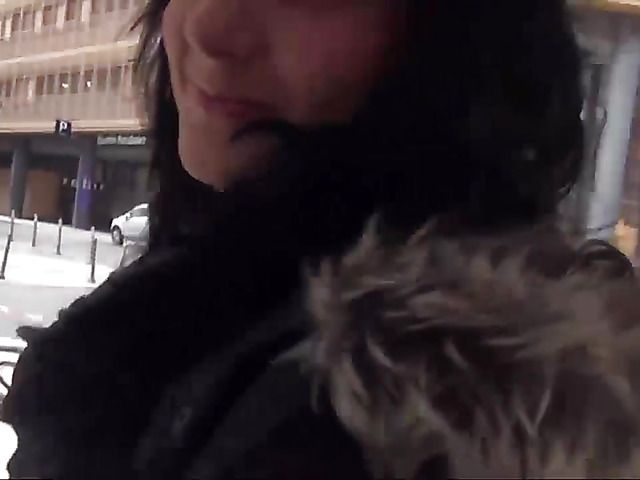 Cute brunette girl from the street sucks and fucks